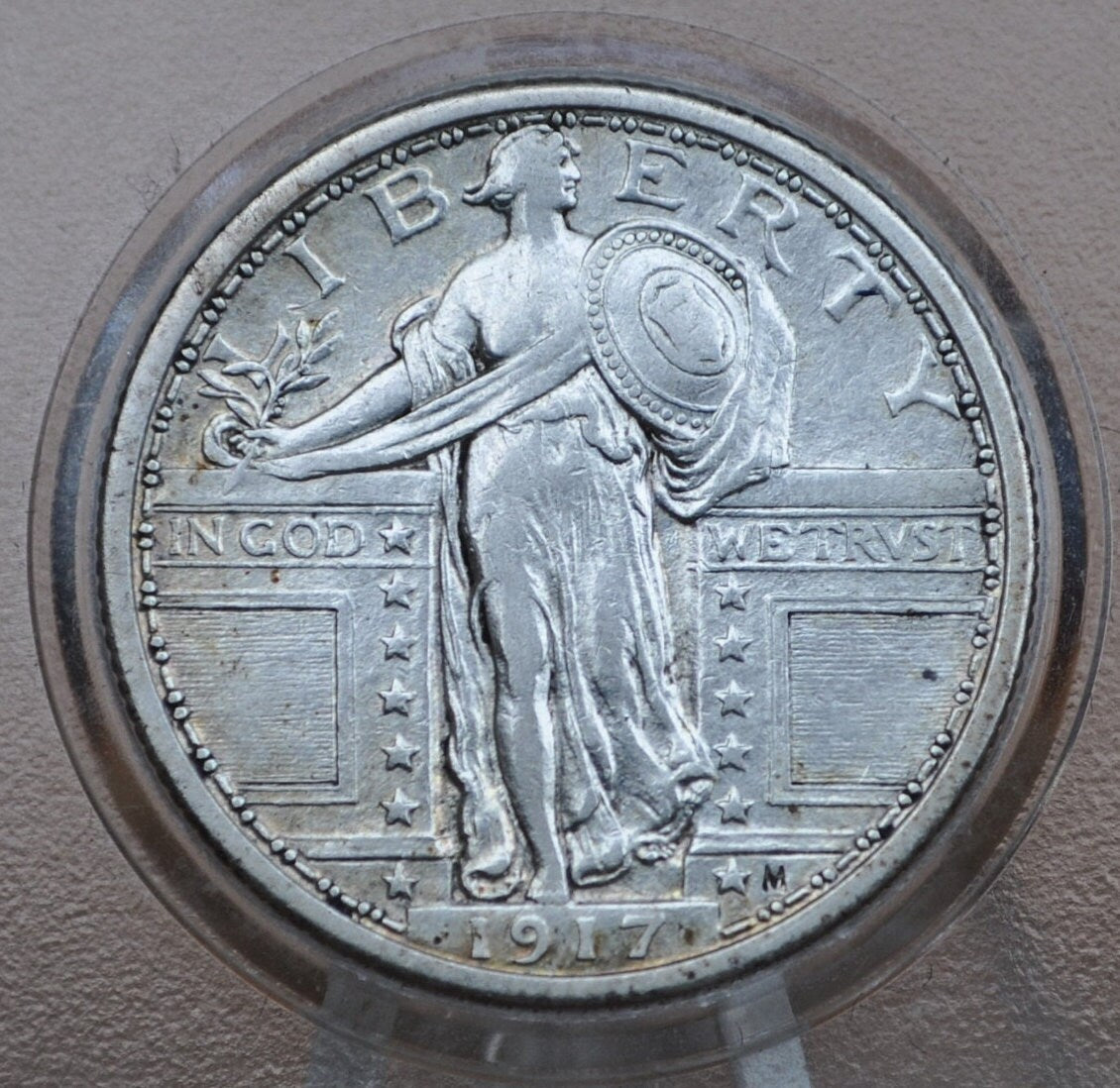 1917 Type 1 Standing Liberty Quarter - AU (About Uncirculated), Beautiful Detail and Luster - 1917 Standing Liberty Quarter Type 1