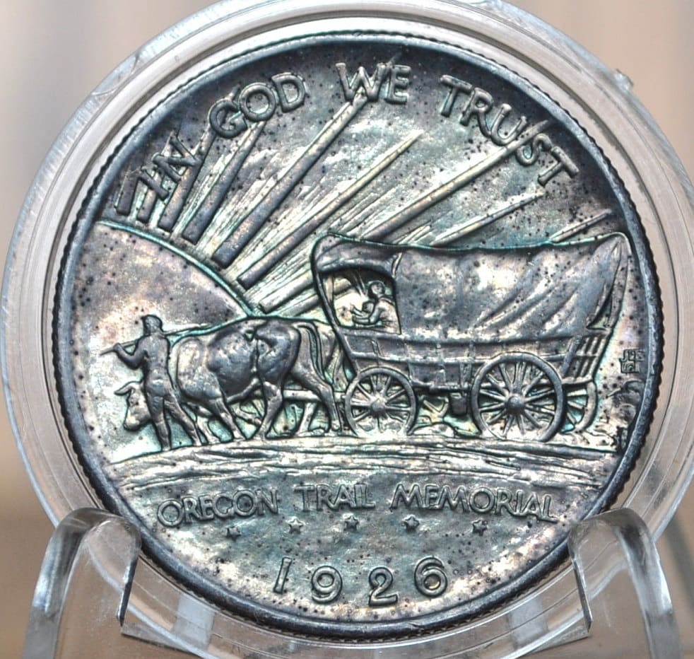 1926-S Oregon Trail Silver Commemorative Half Dollar - MS63 (Uncirculated) - 1926 Oregon Trail Memorial 1926 Oregon Trail Half, Authentic