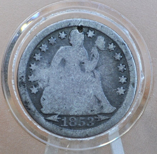 1853 Seated Liberty Dime - (G) Good - 1853 Silver Dime / 1853 Liberty Seated Dime