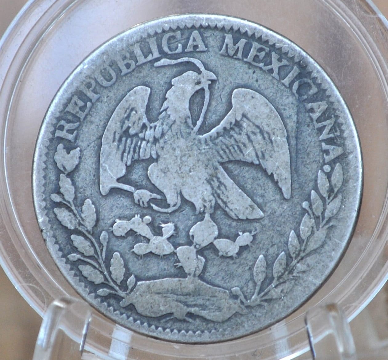1867 Silver 4 Reales Mexico - Weak Date but Readable - Mexican Four Reales 1867 Silver Libertad Mexico First Republic