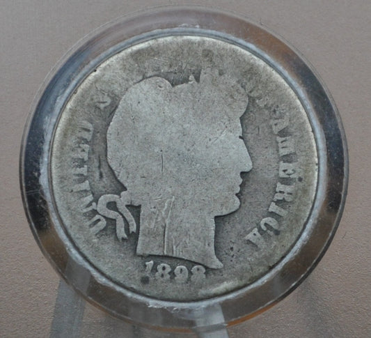 1898-O Barber Silver Dime - AG (About Good) Grade / Condition - New Orleans Mint - 1898 O Barber Dime 1898O Dime Silver