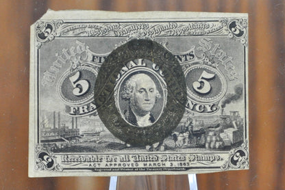 2nd Issue 5 Cent Fractional Note Fr#1233 - XF, Small Corner Tear -"18-63" on reverse, Better Variety -Second Issue Fractional Note Five Cent