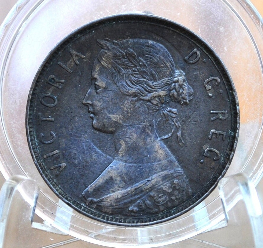 1880 Newfoundland One Cent - F (Fine) Condition - Queen Victoria - One Cent Newfoundland 1880 Large Cent - 1880 Newfoundland Cent