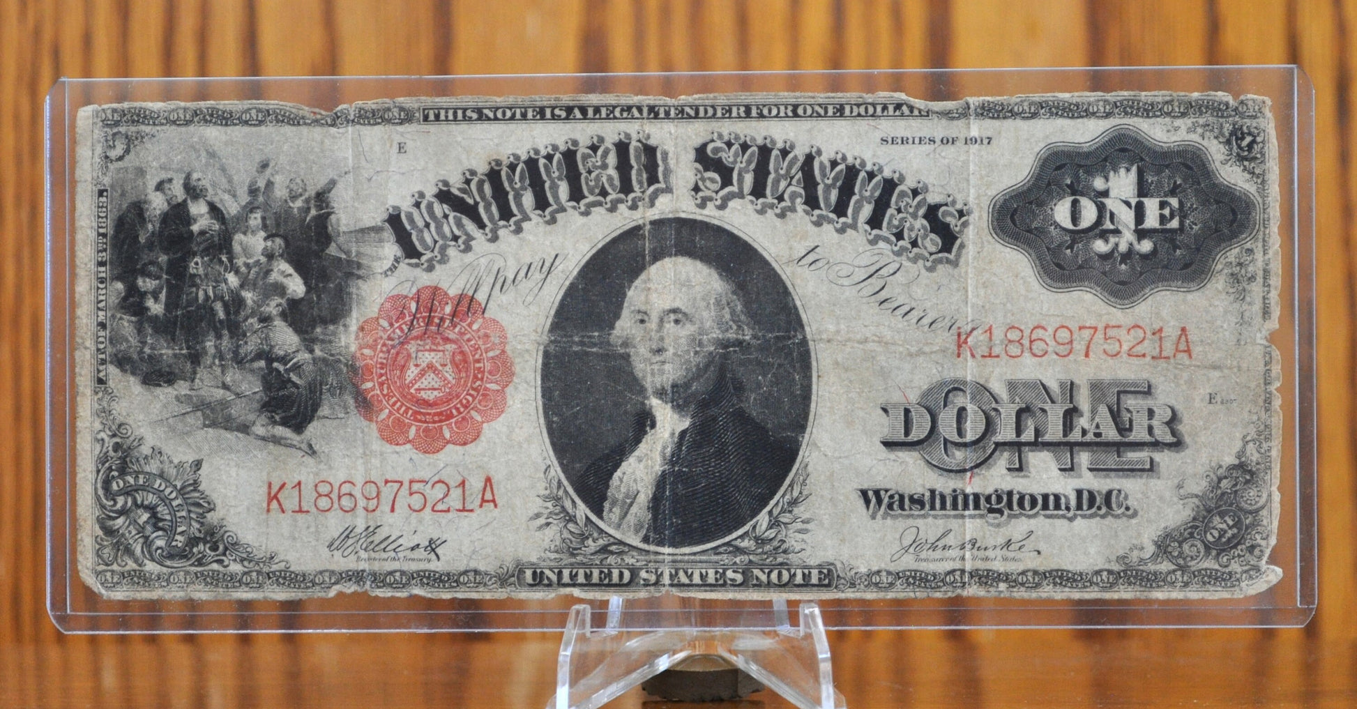 1917 1 Dollar Bill Legal Tender - G (Good) Grade / Condition - 1917 Horse Blanket Note 1 Dollar Bill Large 1917 Fr#37 Fr37, Affordable Note