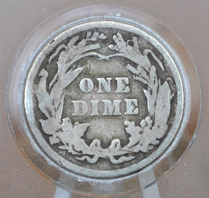 1901 Barber Silver Dime - G (Good) Grade / Condition - Philadelphia Mint - 1901 P Barber Dime - Silver Dimes