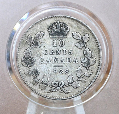 1928 Canadian Ten Cent - VG (Very Good) Grade / Condition - King George V - 10 Cent Canada 1928 Cent - 1928 Canada Dime