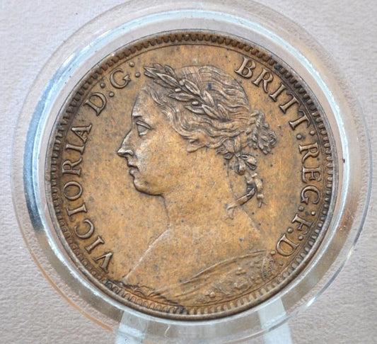 1886 British Farthing - AU (About Uncirculated) - UK Farthing 1886 Great Britain Farthing -Queen Victoria, Great Collection Piece