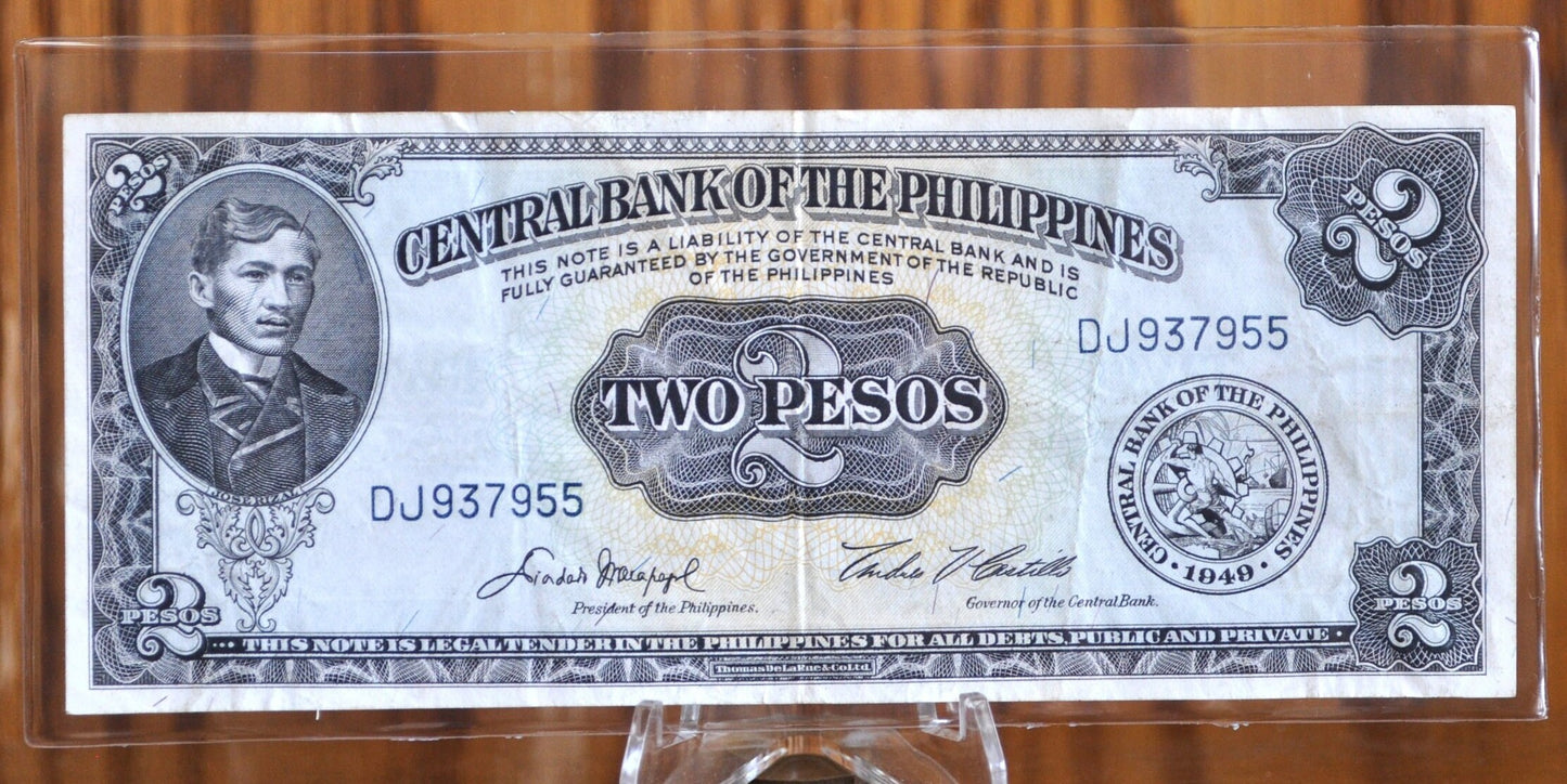 1949 Philippines 2 Peso Banknote - AU Grade / Condition - Two Pesos Philippines Post-WWII, Pick Number 134