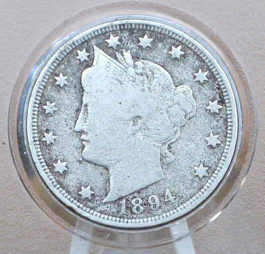 1894 Liberty Head Nickel - VG (Very Good) Grade - Lower Mintage Date - 1894 V Nickel - Philadelphia Mint - 1894 Nickel