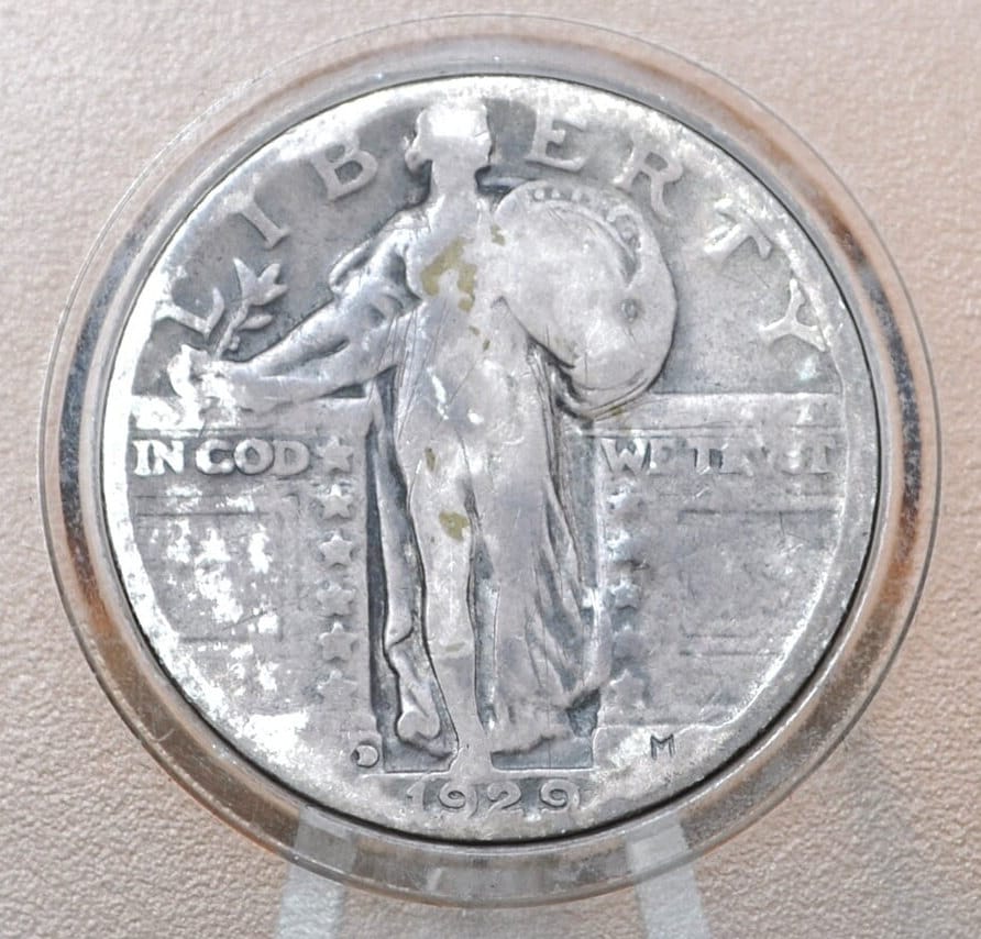 1929 D Standing Liberty Silver Quarter - Choose by Grade / Condition - Denver Mint 1929 US Quarter Liberty Standing 1929D