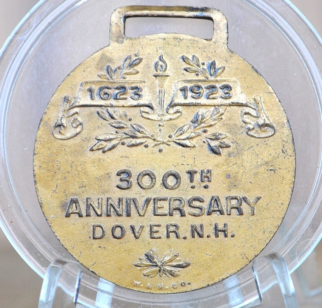 1923 Dover NH 300th Anniversary Token - Bronze - Dover New Hampshire Anniversary Medal - Vintage New Hampshire Medal