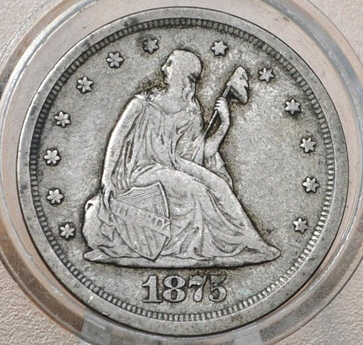 1875-S 20 Cent Piece - VF35 (Choice Very Fine) - Rare US Coin Type, Only 3 Years Minted - 1875 Silver Twenty Cent Coin