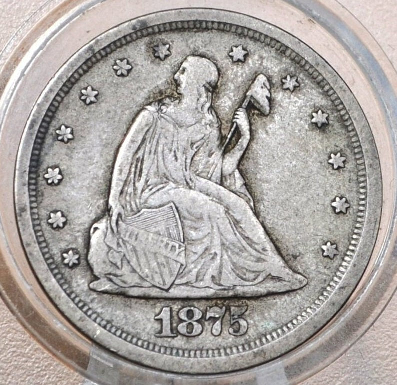 1875-S 20 Cent Piece - VF35 (Choice Very Fine) - Rare US Coin Type, Only 3 Years Minted - 1875 Silver Twenty Cent Coin